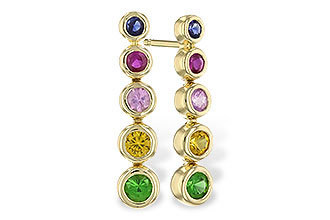 A310-35813: EARR .60 TW MULTI-COLOR SAPPH & GREEN GARNET