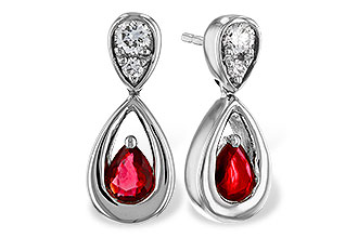 A311-21222: EARRINGS .40 RUBY .52 TGW (4x3 RUBY)