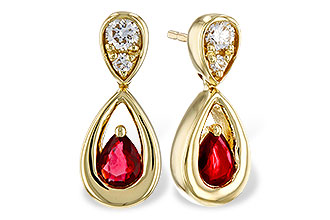 A311-21222: EARRINGS .40 RUBY .52 TGW (4x3 RUBY)