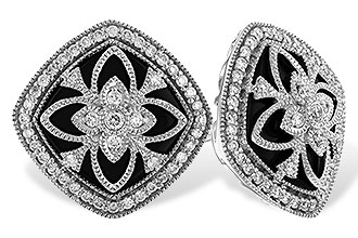 D310-33986: DIA & ONYX EARRINGS .38 TW