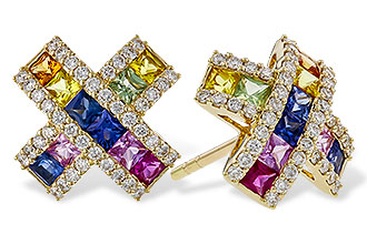 D311-21213: EARRINGS 1.00 MULTI-COLOR SAPPH 1.38 TGW
