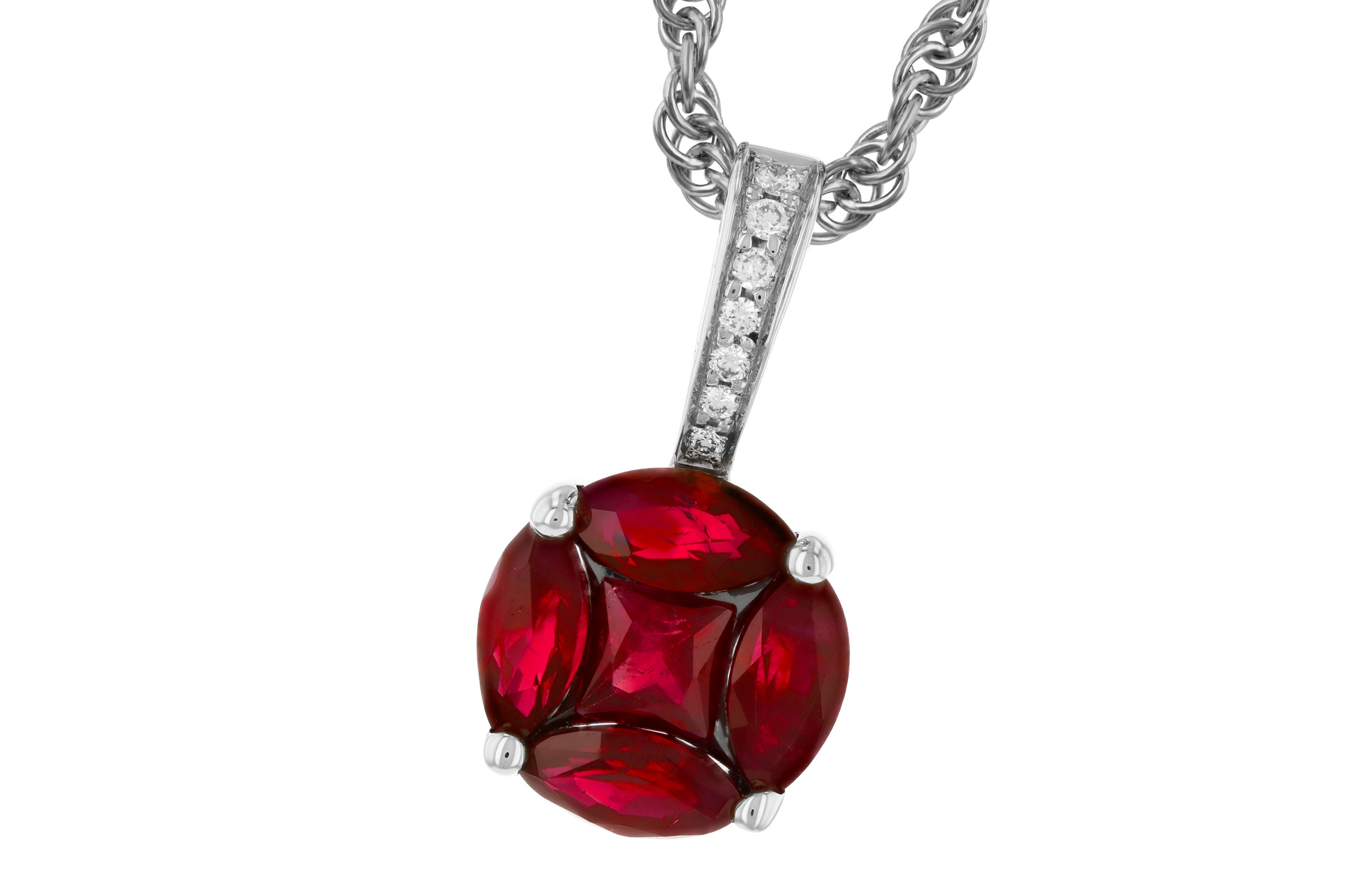 D312-09440: NECKLACE .80 RUBY .82 TW