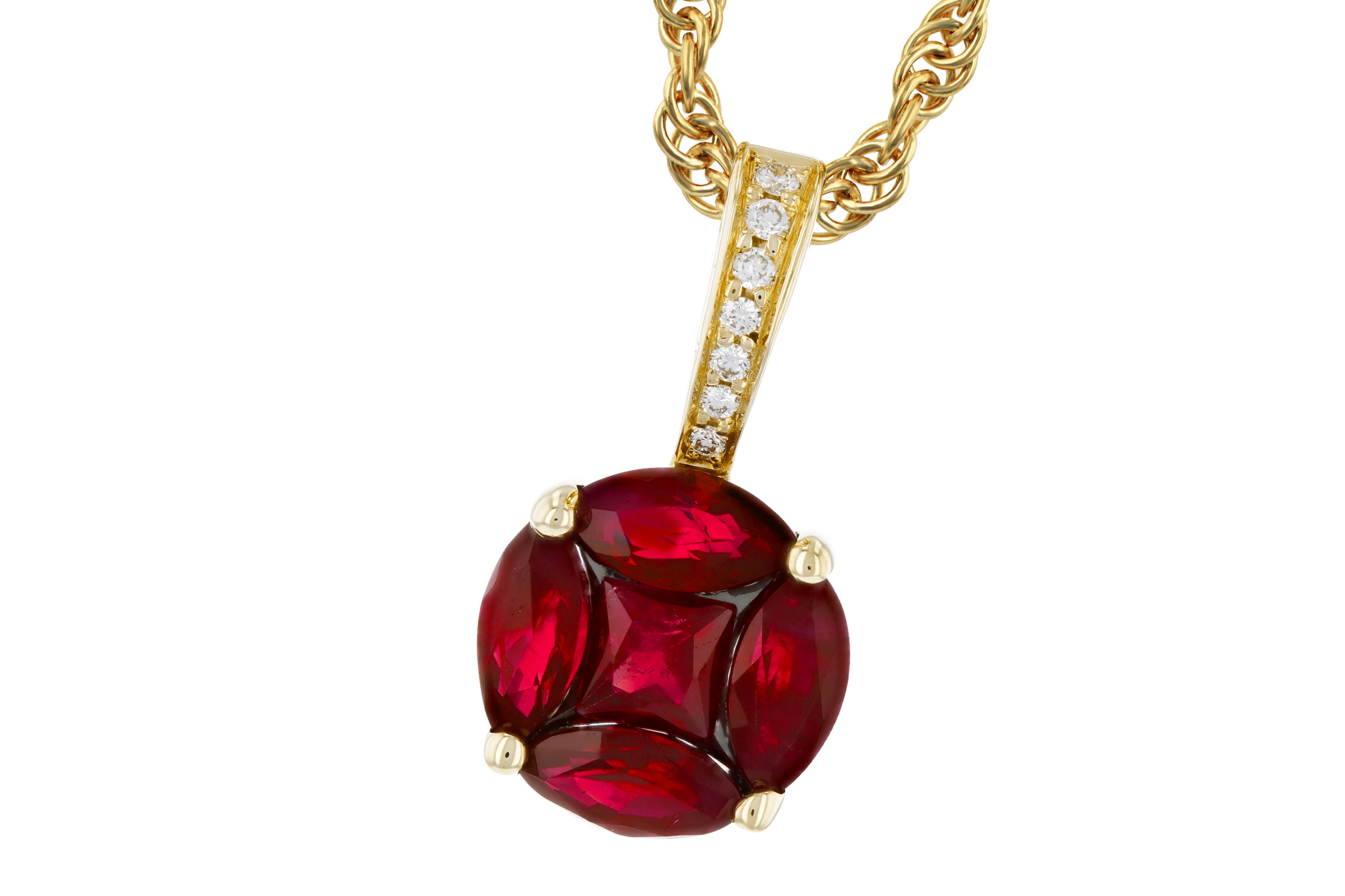 D312-09440: NECKLACE .80 RUBY .82 TW