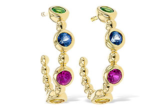 E312-09367: EARR .68 TW MULTI-COLOR SAPPH & GREEN GARNET