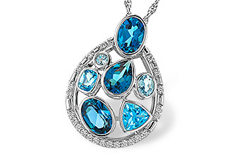 F311-23949: NECKLACE 3.23 TW BLUE TOPAZ 3.38 TGW