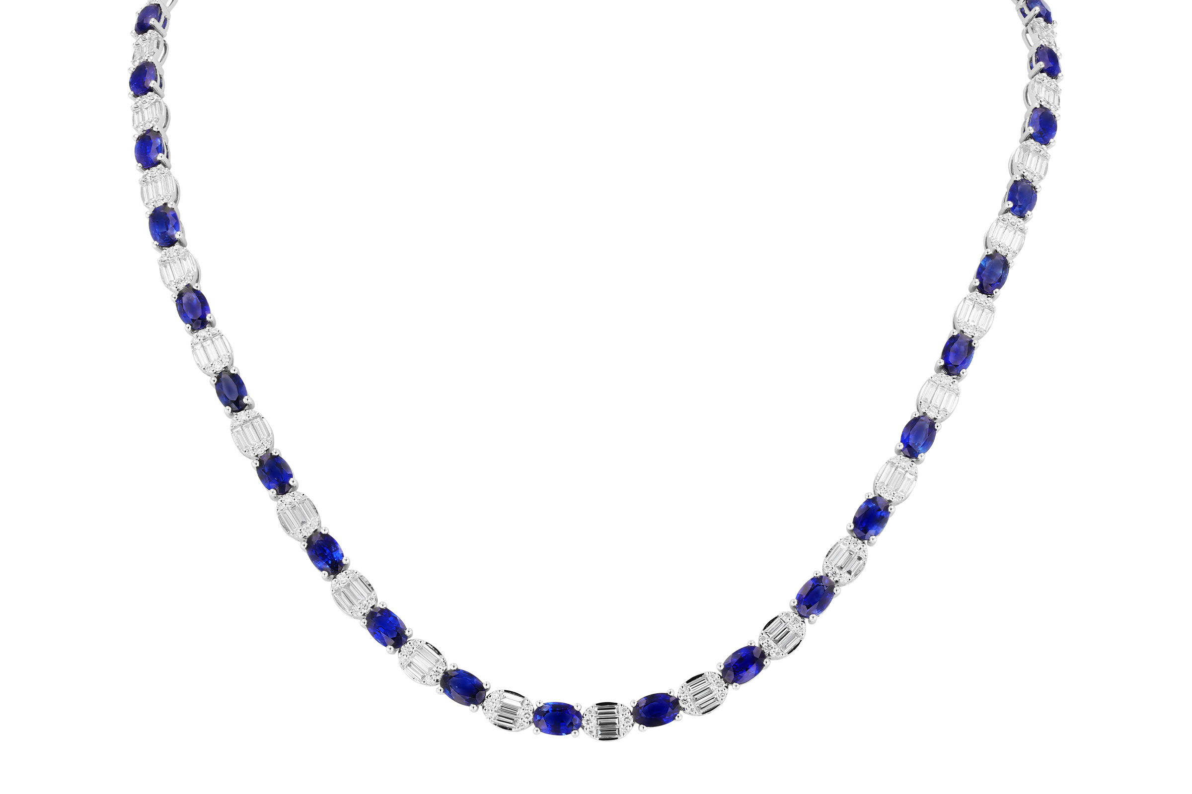 F312-11185: NECKLACE 17.68 TW SAPPHIRE 21.82 TGW (17")
