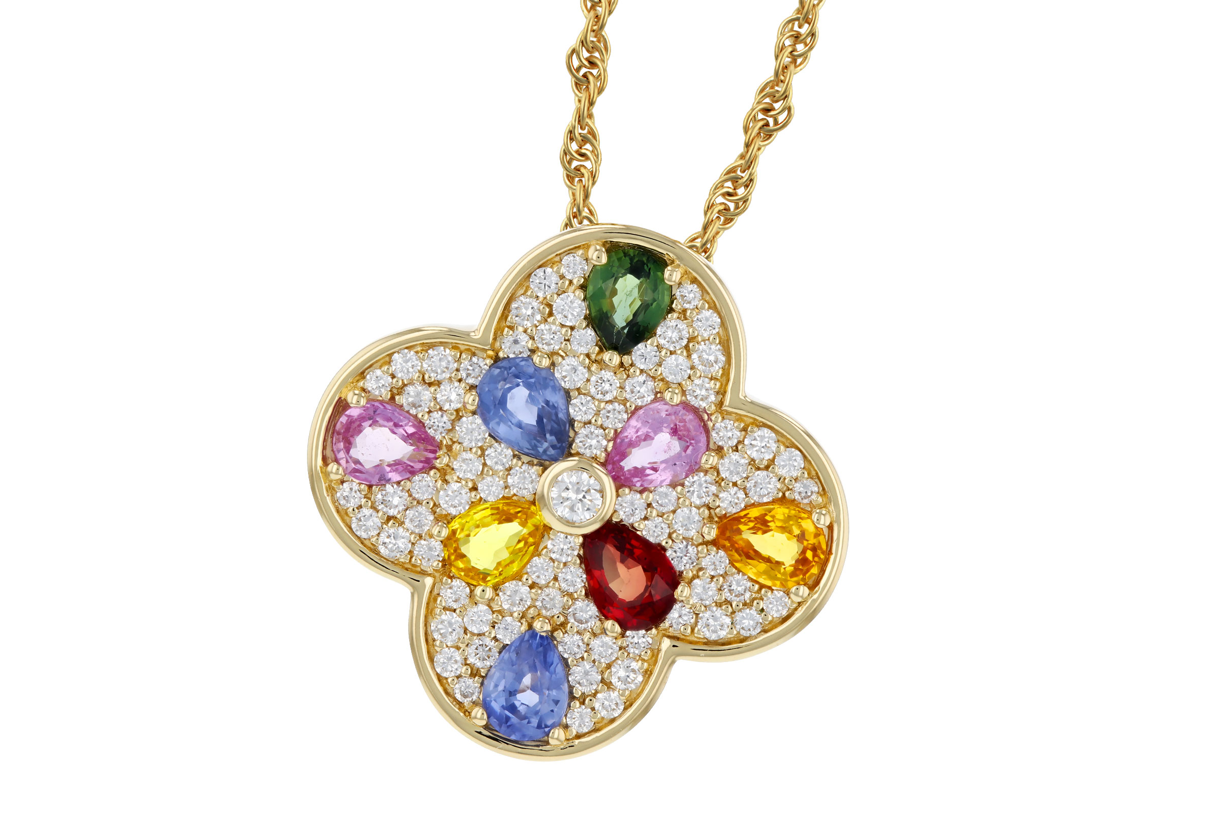 F312-12131: NECKLACE 1.40 MULTI-COLOR SAPPH 1.82 TGW