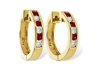 G037-57549: EARRINGS .29 RUBY .50 TGW