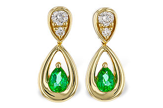 G311-22140: EARRINGS .20 EMERALD .32 TGW (4x3 EMER)