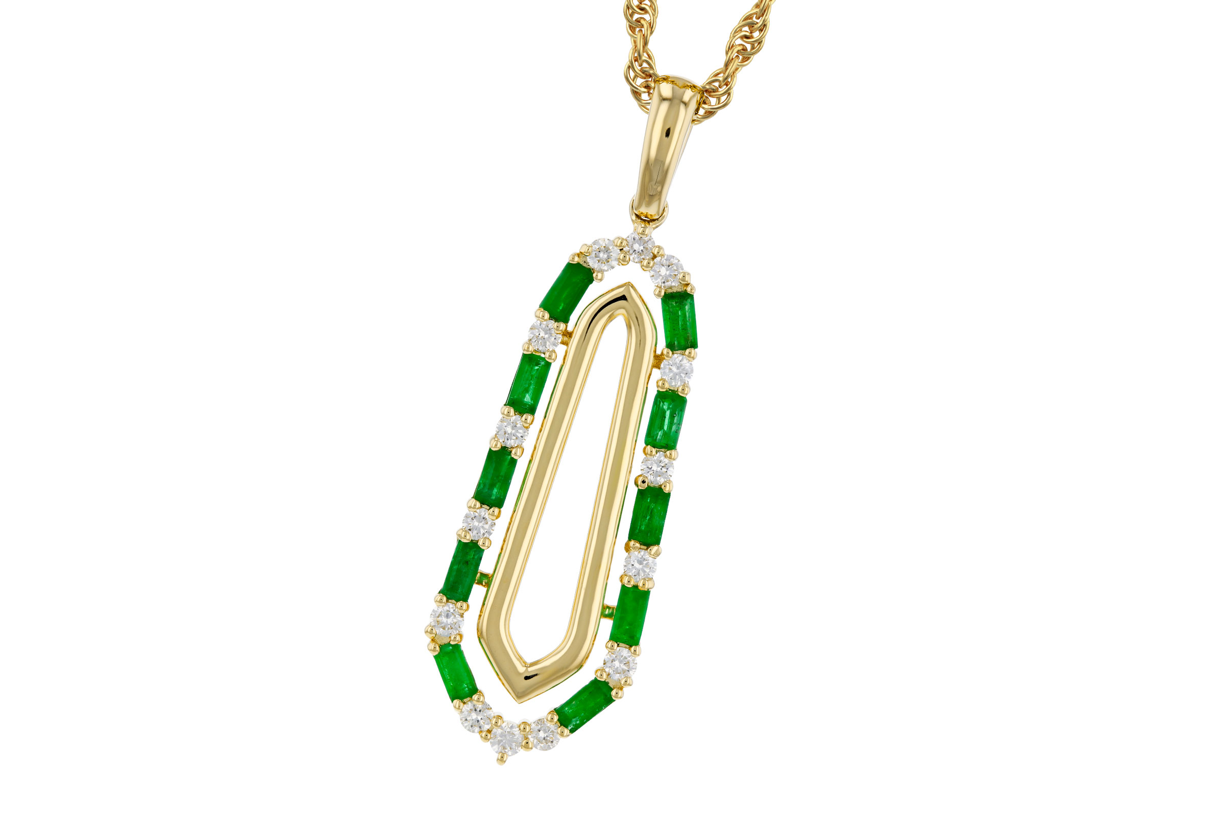 H312-12131: NECKLACE .44 TW EMERALD .64 TGW
