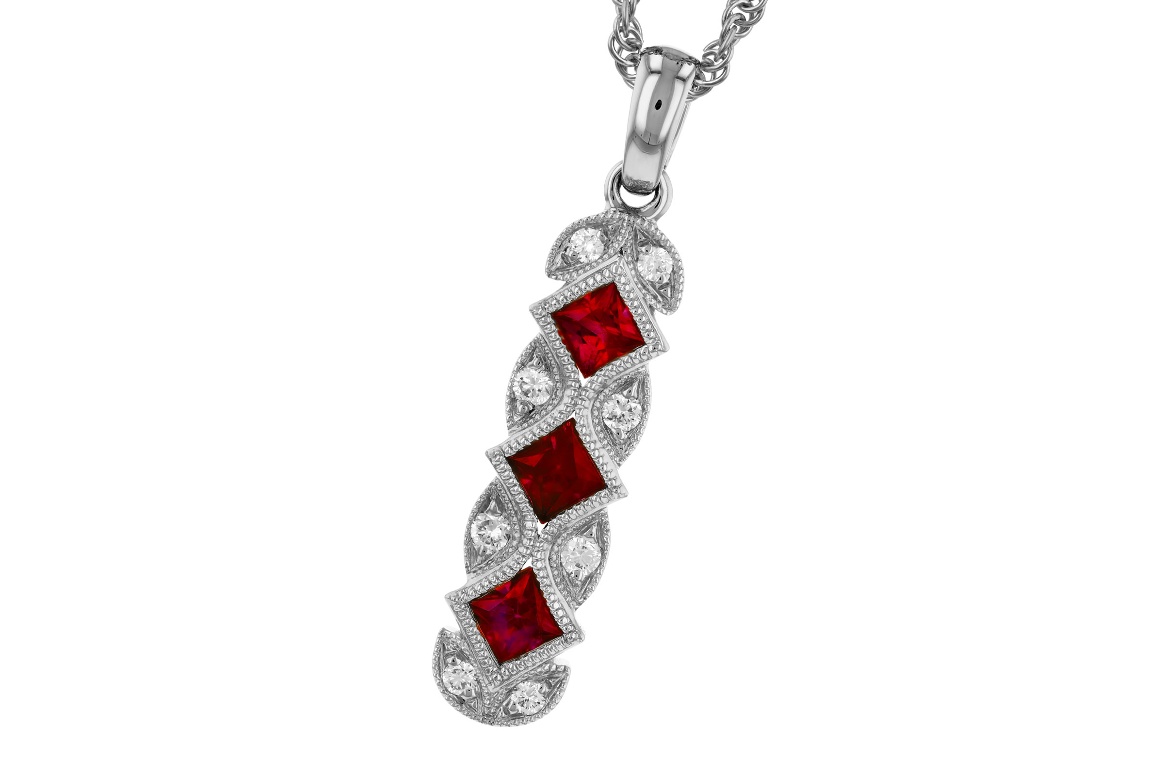 K312-10312: NECKLACE .55 TW RUBY .64 TGW