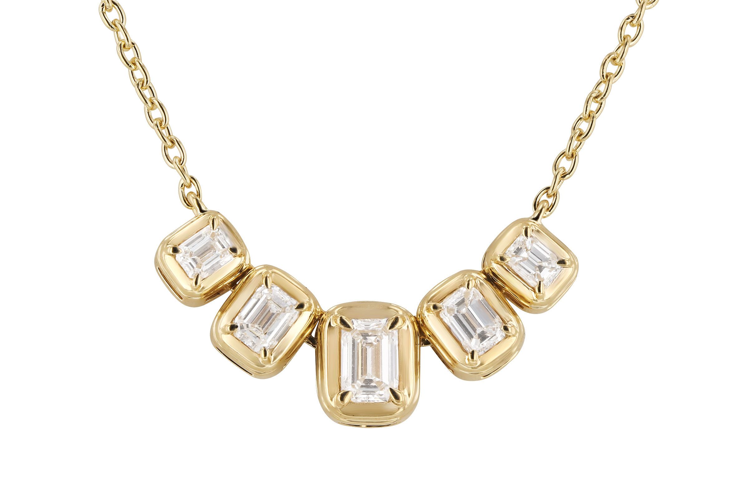 K312-12103: NECKLACE .87 TW EMERALD CUT DIA (18")